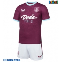 Camisa de Futebol Burnley Equipamento Principal Infantil 2025-26 Manga Curta (+ Calças curtas)